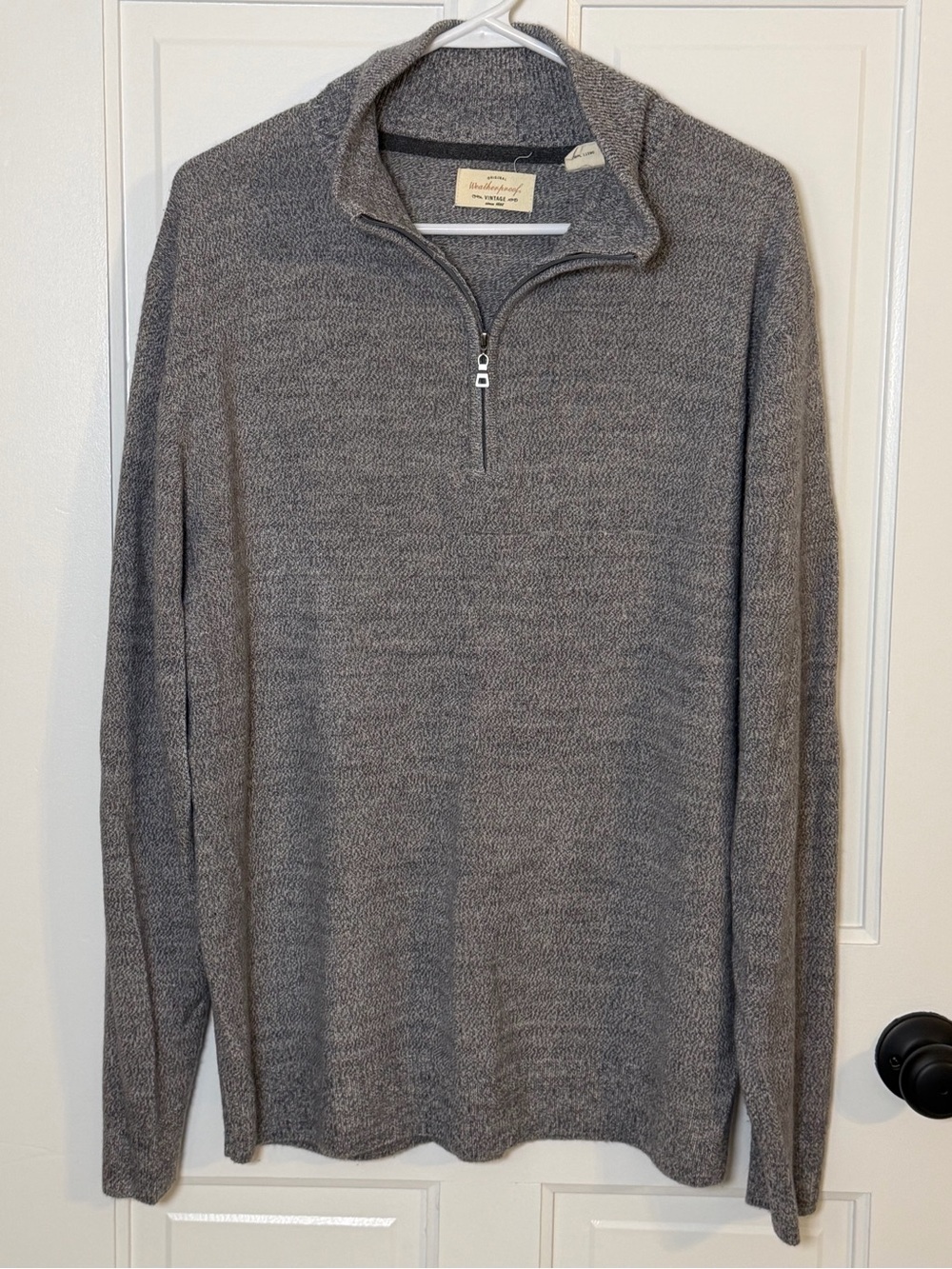 Weatherproof Vintage Men’s XL Gray Knit Quarter Zip Mock Neck Sweater